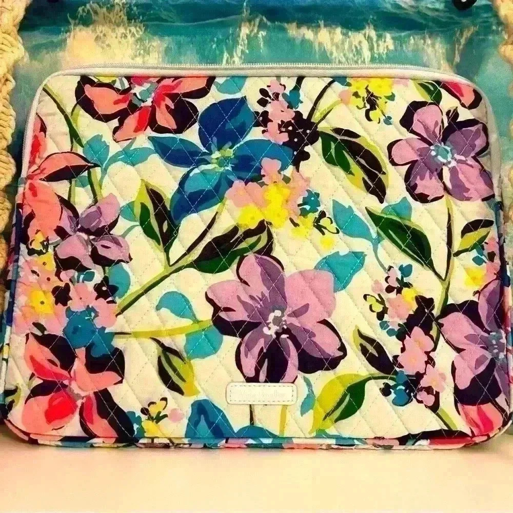 Vera Bradley Blue Pink Purple Floral Laptop Zippered Case